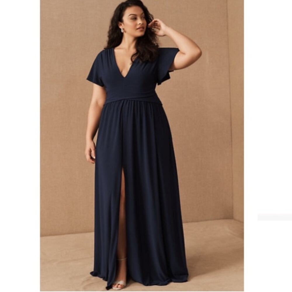 NEW BHLDN Mendoza Navy Slit Dress Plus Size 24